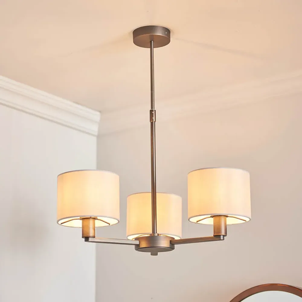 Deland 3 Lights Pendant Light - White, Bronze