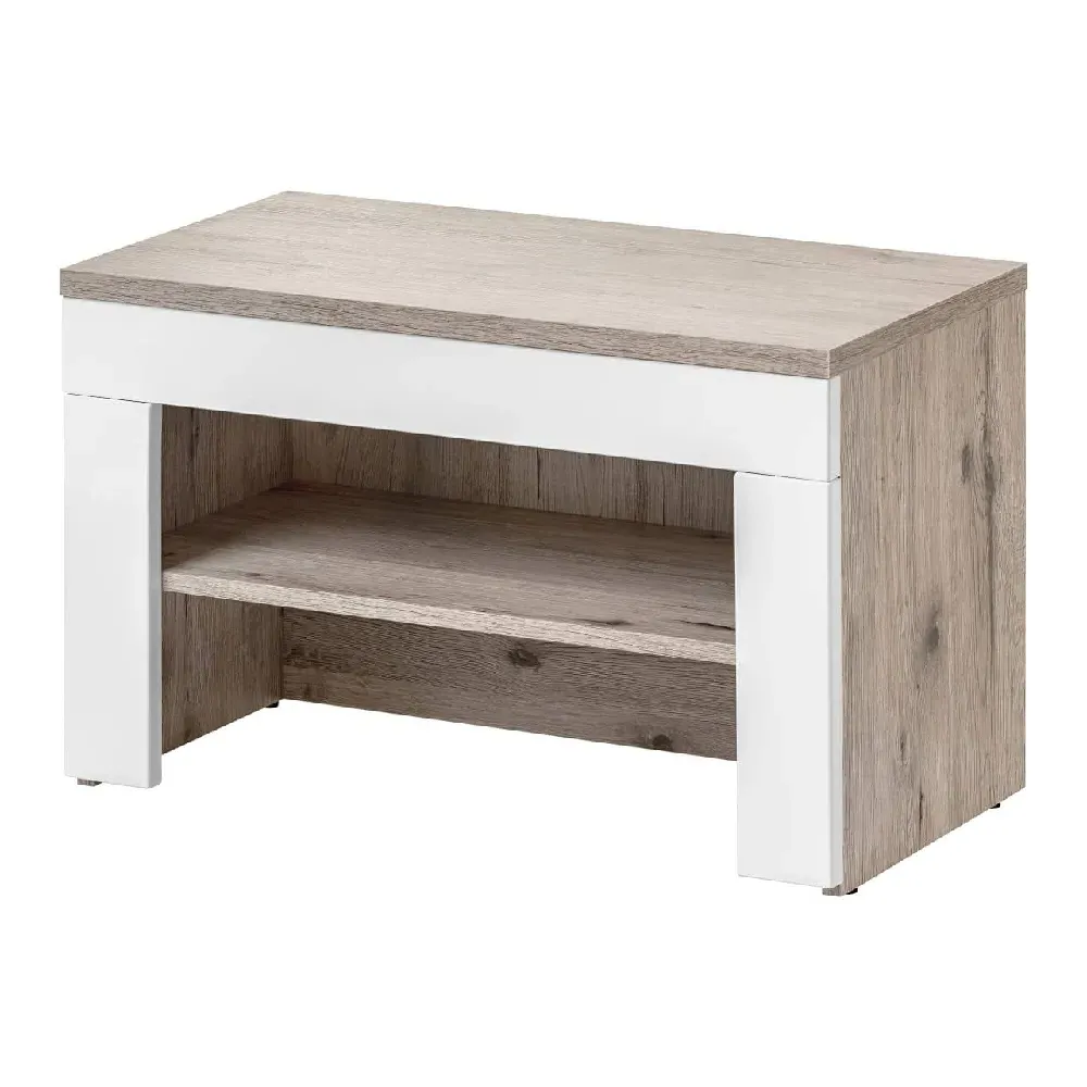 Deland Hallway Bench with Storage - White, Oak image