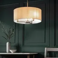 Deland Round Pendant Ceiling Light - White, Matt Nickel