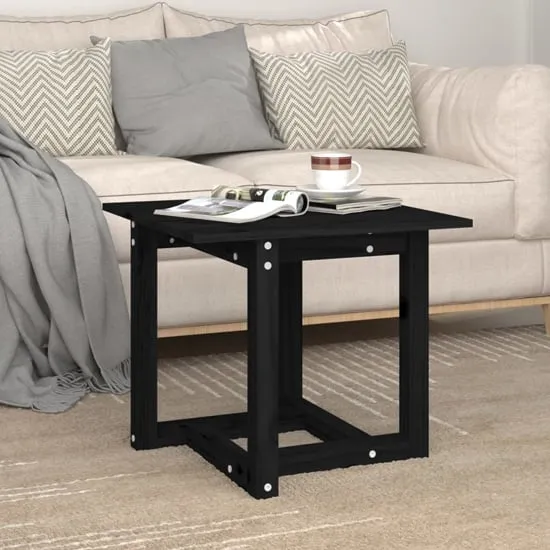 Delaney Square Coffee Table - Black, Pine Wood