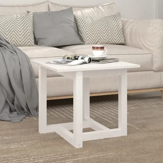 Delaney Square Coffee Table - White, Pine Wood