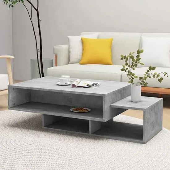 Delano Coffee Table with 3 Shelves - Concrete Effect