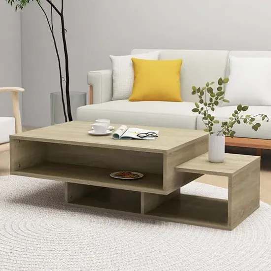 Delano Coffee Table with 3 Shelves - Sonoma Oak image