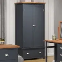 Delavan 2 Door Wardrobe with Drawer - Midnight Blue, Oak