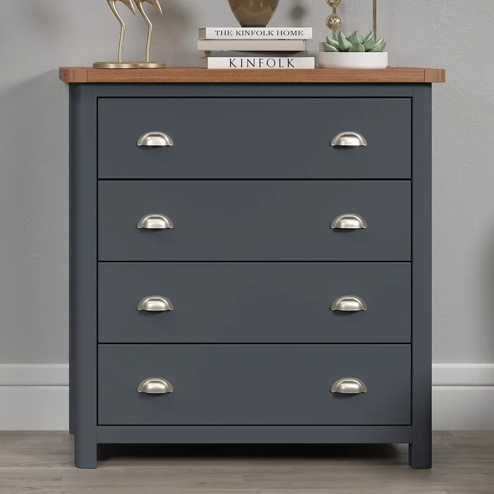 Delavan 4-Drawer Chest of Drawers - Midnight Blue, Oak