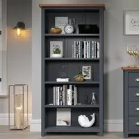 Delavan 5-Shelf Bookcase - Oak, Black