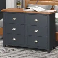 Delavan 6-Drawer Chest of Drawers - Midnight Blue, Oak