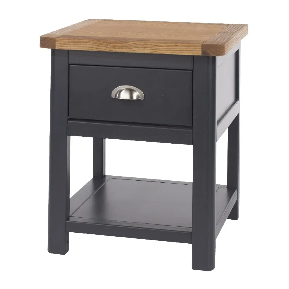 Delavan Bedside Cabinet with 1 Drawer - Oak, Black image