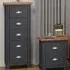Delavan Narrow 5-Drawer Tallboy Chest - Midnight Blue, Oak