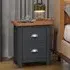 Delavan Tall Bedside Cabinet with 2 Drawers - Oak, Black