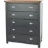 Delavan Wide 5-Drawer Tallboy Chest - Midnight Blue, Oak