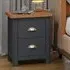 Delavan Wide Bedside Cabinet with 2 Drawers - Oak, Black