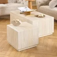 Delft Nesting Coffee Tables - Travertine, Wood