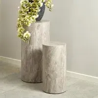 Delft Round Pedestal Set of 2 - Grey, Wood