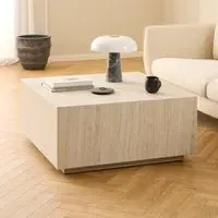 Delft Square Coffee Table - Travertine, Wood
