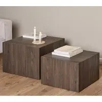 Delft Square Nesting Coffee Tables - Smoked Ash, Wood