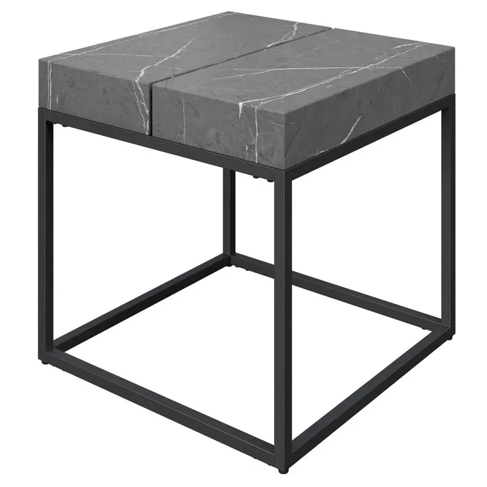 Delmar Side Table - Grey Marble Effect, MDF image