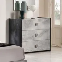 Delora 3-Drawer Chest High Gloss - Grey Stone Effect alternate view