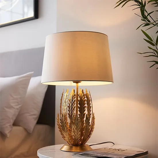 Delphine Leaf Table Lamp - Gold, Ivory Shade