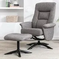 Delray Fabric Recliner Chair with Stool - Beige