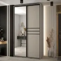 Delta 2-Door Mirrored Wardrobe with Sliding Doors - Cashmere