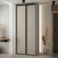 Delta 2-Door Wooden Wardrobe with Sliding Doors - Cashmere