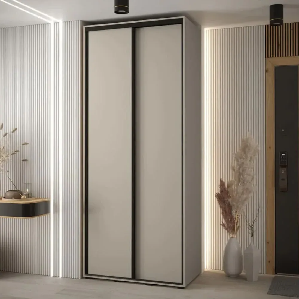 Delta 2-Door Wooden Wardrobe with Sliding Doors - Cashmere image