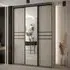 Delta 3-Door Mirrored Wardrobe with Sliding Doors - Cashmere