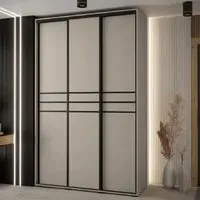Delta 3-Door Wooden Wardrobe with Sliding Doors - Cashmere