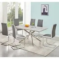 Deltino 6-Seater Dining Set with Symphony Chairs - Marble Effect