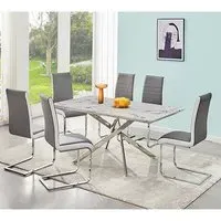 Deltino Dining Set with 6 Symphony Chairs - Diva Marble Effect