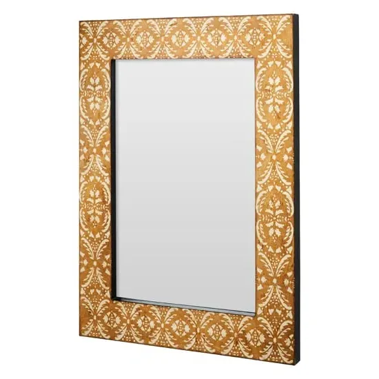 Demast Damask Pattern Wall Mirror - Gold, MDF