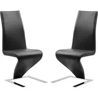 Demi Z Dining Chairs with Chrome Feet - Black, Faux Leather