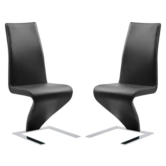 Demi Z Dining Chairs with Chrome Feet - Black, Faux Leather