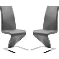 Demi Z Dining Chairs with Chrome Feet - Grey, Faux Leather