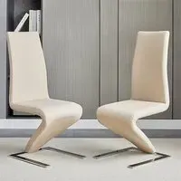 Demi Z Dining Chairs with Chrome Feet - Taupe, Faux Leather