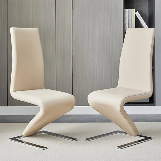 Demi Z Dining Chairs with Chrome Feet - Taupe, Faux Leather image