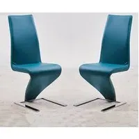 Demi Z Dining Chairs with Chrome Feet - Teal, Faux Leather