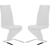 Demi Z Dining Chairs with Chrome Feet - White, Faux Leather