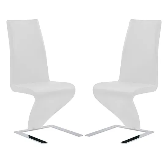 Demi Z Dining Chairs with Chrome Feet - White, Faux Leather