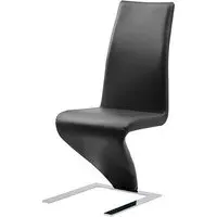 Demi Z-Shaped Dining Chair - Black, Faux Leather