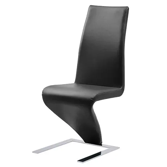 Demi Z-Shaped Dining Chair - Black, Faux Leather