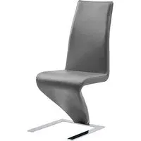 Demi Z-Shaped Dining Chair - Grey, Faux Leather