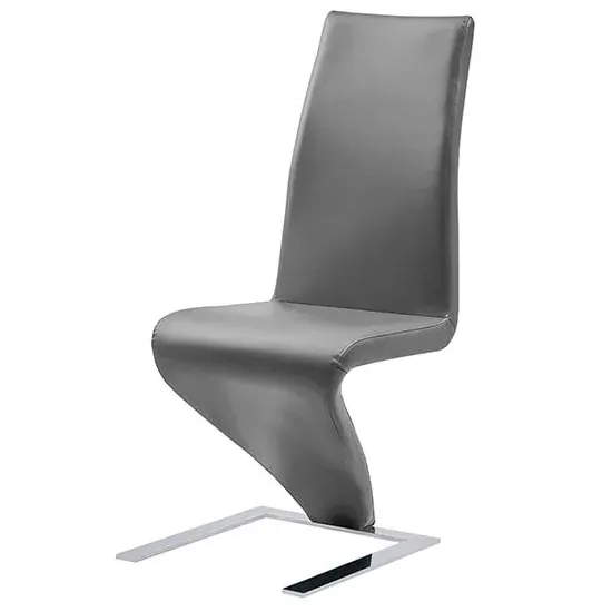 Demi Z-Shaped Dining Chair - Grey, Faux Leather