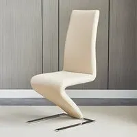 Demi Z-Shaped Dining Chair - Taupe, Faux Leather