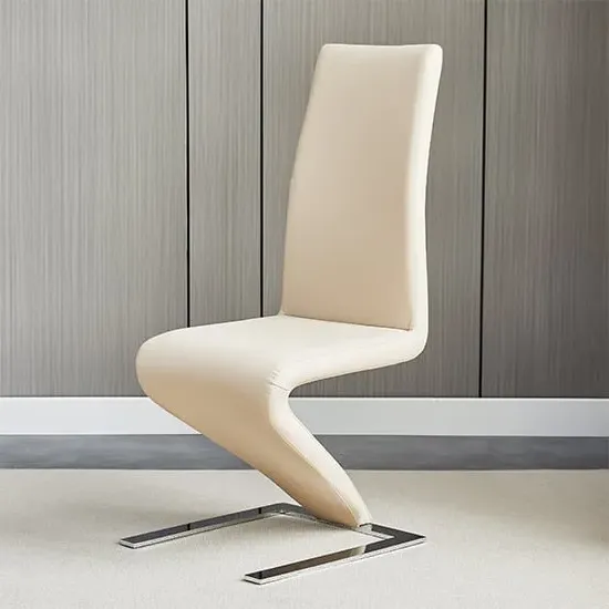 Demi Z-Shaped Dining Chair - Taupe, Faux Leather image