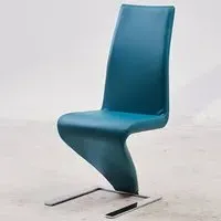Demi Z-Shaped Dining Chair - Teal, Faux Leather