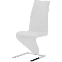 Demi Z-Shaped Dining Chair - White, Faux Leather