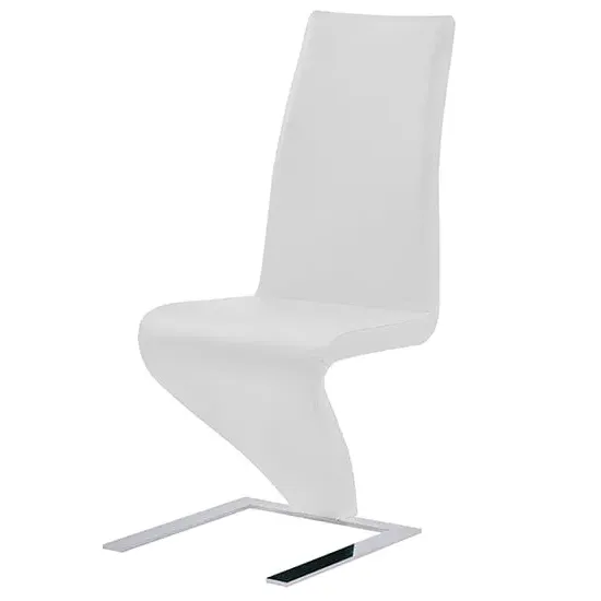 Demi Z-Shaped Dining Chair - White, Faux Leather