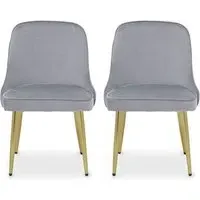 Demine Dining Chairs Pair - Grey, Velvet